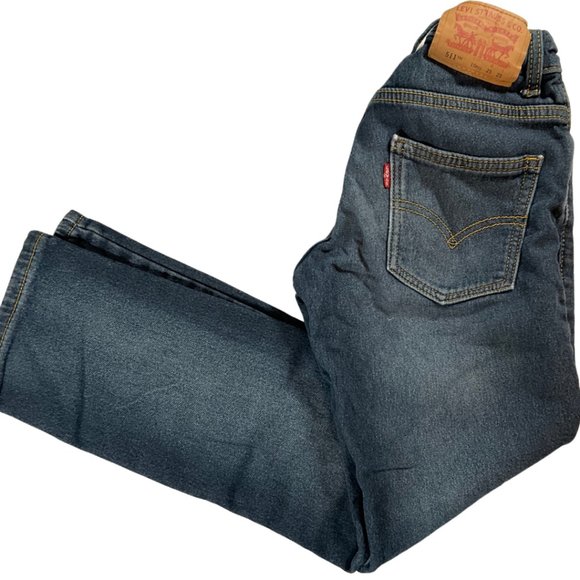 Youth Size: 10 - Dark Wash Knit Jeans w/ Distressed Knees - Picture 1 of 3
